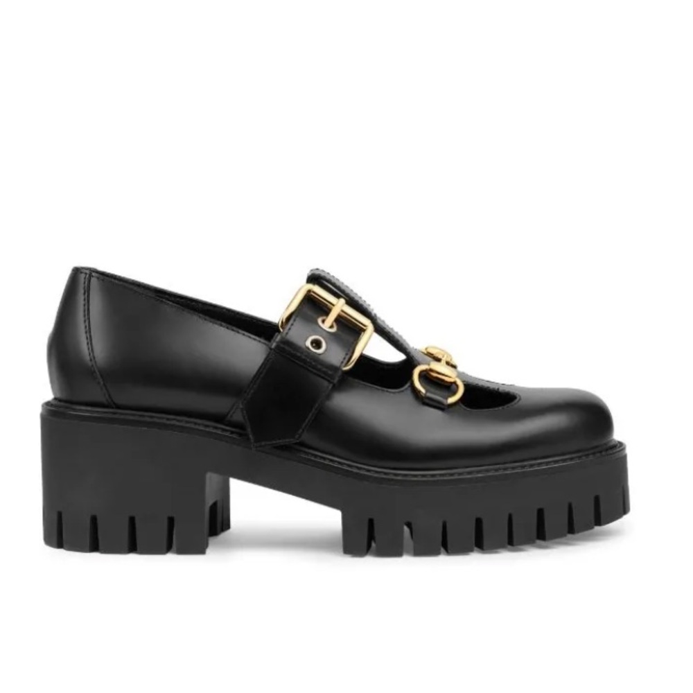 GUCCI HORSEBIT BLACK LEATHER LOAFERS WITH GOLD-TONE HARDWARE SIZE EU 39